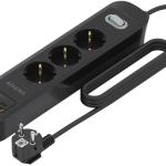 Extensão Tripla + Carregador PD3.0 20W / 2x USB - C e 2x USB - A (1,4mts) - AISENS