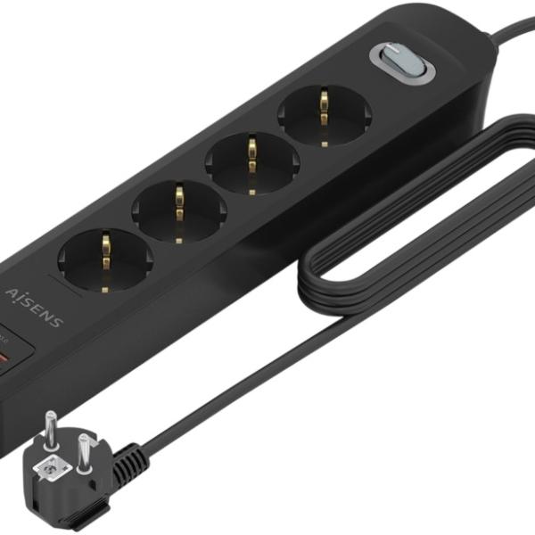 Extensão Quadrupla + Carregador PD3.0 20W / 2x USB - C e 2x USB - A (1,4mts) - AISENS