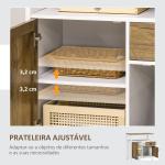 Aparador Sala de Estar com 2 Portas Gaveta e Prateleira Ajustável para Sala de Jantar Cozinha Dormitório 76,6x35x81,5 cm Branco e Madeira Envelhecida