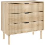 Cómoda com 3 Gavetas Cómoda Dormitório Estilo Nórdico com Painéis Ripados e Puxadores Metálicos 80x40x77,5 cm Madeira