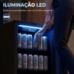 Frigorífico de Bebidas 70 L com Porta de Vidro Duplo Iluminação LED 2 Prateleiras Ajustáveis para 70 Latas