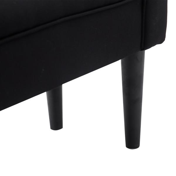 Banco de Pé de Cama Banco com Braços Curvados Estofado e Pés de Madeira Carga Máxima 130kg 102x31x51cm Preto