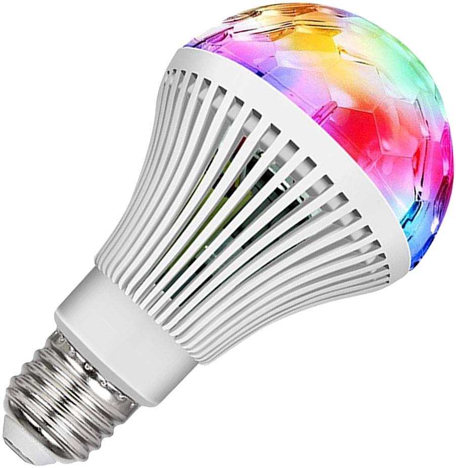 Lampada LED RGB E27 3W c/ Efeito de Luz Rotativo