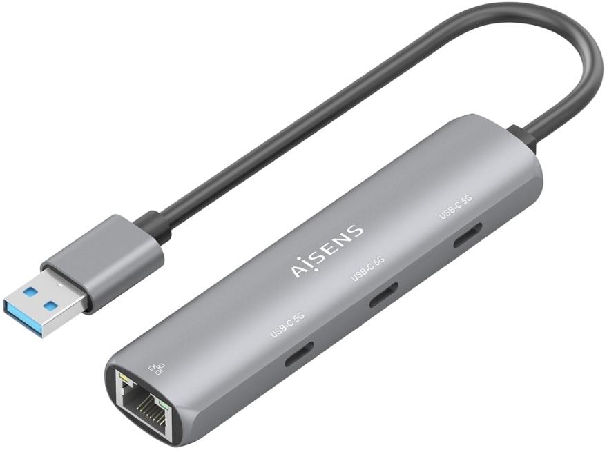 HUB USB - A 3.0 4 - EM - 1 (RJ45/3x USB - C) - AISENS