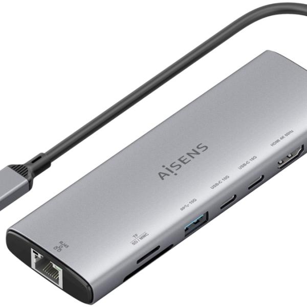 Hub USB - C 8 - EM - 1 (USB - A / HDMI / 2x USB - C / SD / MicroSD / RJ45 / USB - C PD 100W) - AISENS