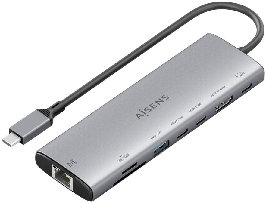Hub USB - C 8 - EM - 1 (USB - A / HDMI / 2x USB - C / SD / MicroSD / RJ45 / USB - C PD 100W) - AISENS