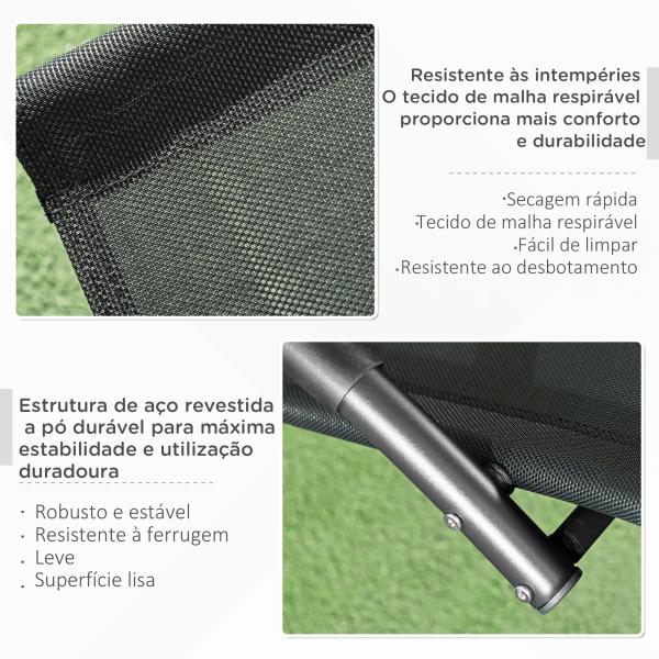 Espreguiçadeira Baloiço de Jardim com Apoio para os Braços Almofada para a Cabeça Removível 155x61x88 cm Preto