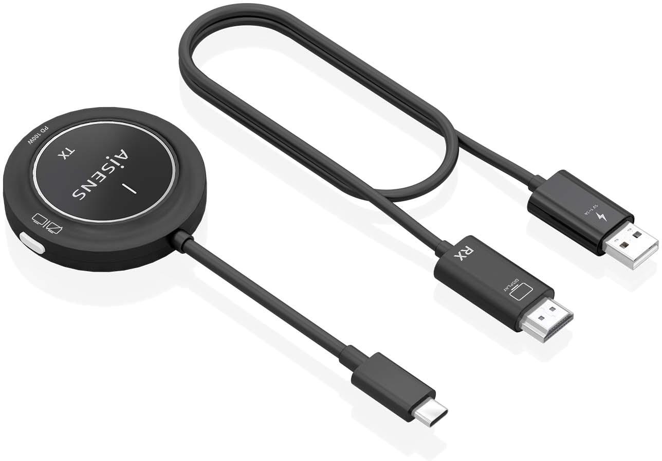 Transmissor Sem Fios USB - C p/ HDMI 100W PD (Preto) - AISENS