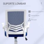 Cadeira de Escritório Ergonômica Giratória com Altura Ajustável Apoio para os Braços Dobrável Suporte Lombar e Encosto Transpirável 62,5x55x94 - 104cm Azul
