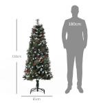 Árvore de Natal Artificial 150cm Ignífugo com 360 Ramos 38 Bagas Folhas de PVC Base Dobrável e Suporte Metálico Verde