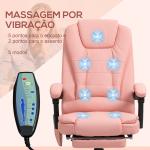 Cadeira de Massagem com 7 Pontos de Massagem Reclinável com Apoio para os Pés e Controlo Remoto 67x67x111 - 121 cm Rosa