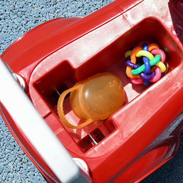Carro Andador para Crianças com Desenho de Camião de Bombeiros 3 Luzes Música e Compartimento de Arrumação 49x24x42 cm Vermelho
