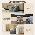 Escada para Animais de Estimação com 3 Degraus 2 em 1 com Capa Removível e Lavável Escada para Cães Gatos 35x46x35 cm Cinza