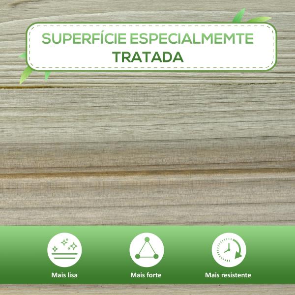 Horta Urbana de Madeira com Prateleira Mesa de Cultivo Retangular com Orifícios de Drenagem para Cultivos Plantas Jardim Terraço Exterior Carga 80 kg 91x51x76 cm Natural
