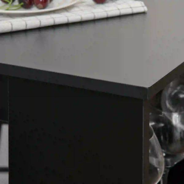Mesa Bar de Bistrô com 3 Prateleiras com Suporte Estilo Moderno para Cozinha Sala de Estar Estrutura de Melamina 112x57x106cm Preto