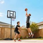 Tabela de Basquetebol com Altura Ajustável 216 - 277 cm Aro de Basquetebol para Exterior com Rodas e Base Recarregável Preto