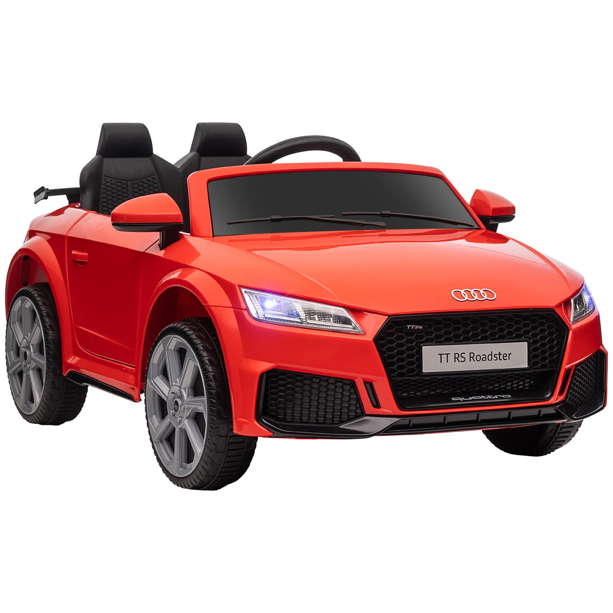 Carro Elétrico Audi TT para Crianças acima de 3 Anos com Controlo Remoto Música e Luzes Bateria 12V 102x60x44 cm Vermelho