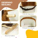 Cavalo Baloiço para Crianças de 18 - 36 Meses com Sons Cinto de Segurança e Base de Madeira Carga 25 kg 68x33x45 cm Marrom