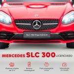 Carro Elétrico Mercedes SLC 300 12V com Controlo Remoto Faróis LED Música TF USB e Abertura da Porta 3 - 5km/h 107x62,5x44 cm Vermelho
