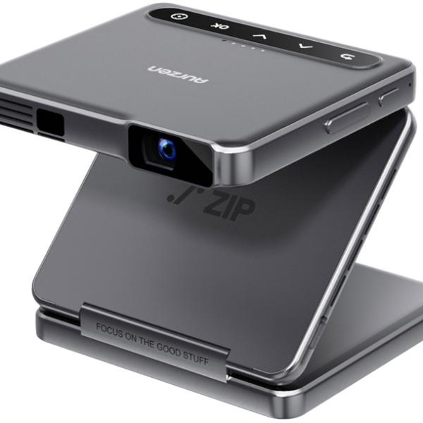 Mini Vídeo Projetor Portátil ZIP Tri - Fold 100 ANSI lumens HD 720p (Cinza) - AURZEN