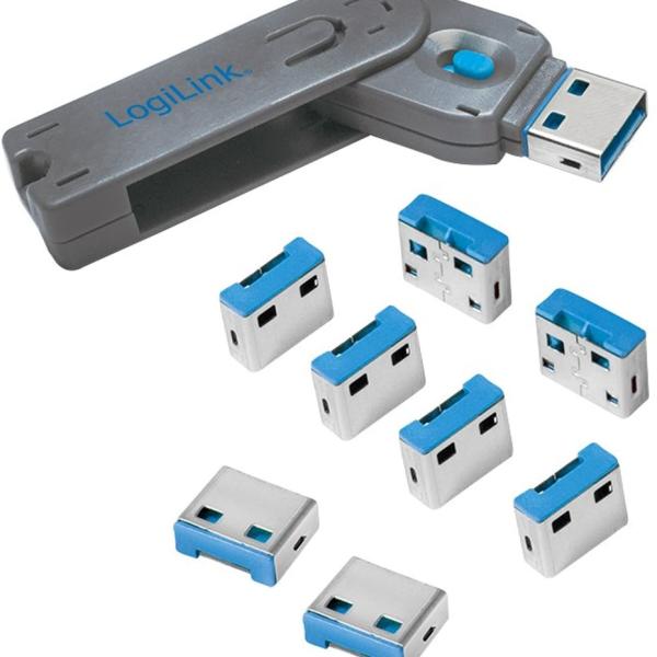 Bloqueador de Portas USB - A (1x Chave / 8x Bloqueadores) - LOGILINK