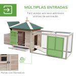 Galinheiro de Madeira de Abeto para Galinhas Exterior com Caixa Ninho Bandeja Removível e Espaço para Correr 196x76x97 cm Natural