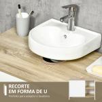 Móvel para Lavatório Pousar Móvel Casa de Banho Moderno com Prateleiras Abertas e Armário 77x45x60 cm Branco e