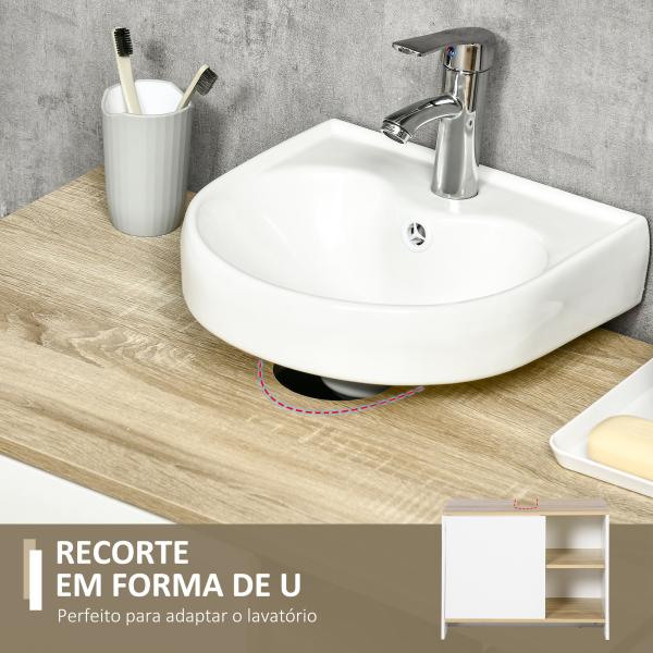 Móvel para Lavatório Pousar Móvel Casa de Banho Moderno com Prateleiras Abertas e Armário 77x45x60 cm Branco e