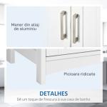 Móvel para Lavatório Pousar Armário para Casa de Banho de Madeira com 2 Portas e Prateleira Interior Ajustável 60x30x60cm Branco