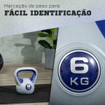 Kettlebell 6 kg Peso Russo com Revestimento de PU e Enchimento de Areia para Treino 20x13x22 cm Roxo e Cinza