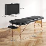 Marquesa de Massagem Dobrável Portátil com Altura Ajustável Apoio de Cabeça Apoios de Braço Acolchoados 215x60x64 - 89 cm Preto
