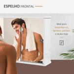 Armário Casa de Banho com Espelho Prateleira Ajustável e Porta de Correr Dupla com Espelho 55x15x45 cm Branco Brilhante