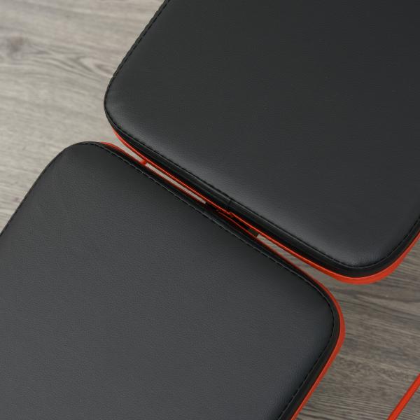 Banco de Abdominais Dobrável Ajustável em Altura com Cordas Elásticas 137x51x50 - 66 cm Preto e Vermelho