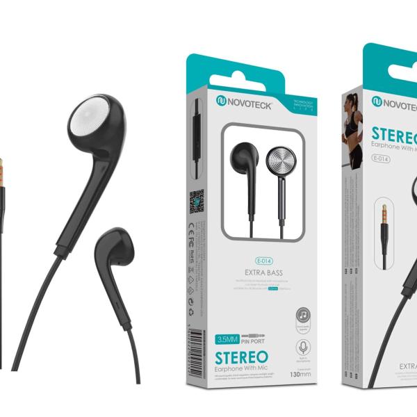 Auriculares Estéreo Negro com Extra Bass E-014