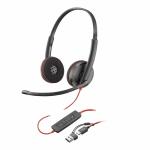 Auscultadores Poly Blackwire 3220 com cabo USB - C — Certificado para Skype, Cisco Jabber e Avaya UC — Recondicionado