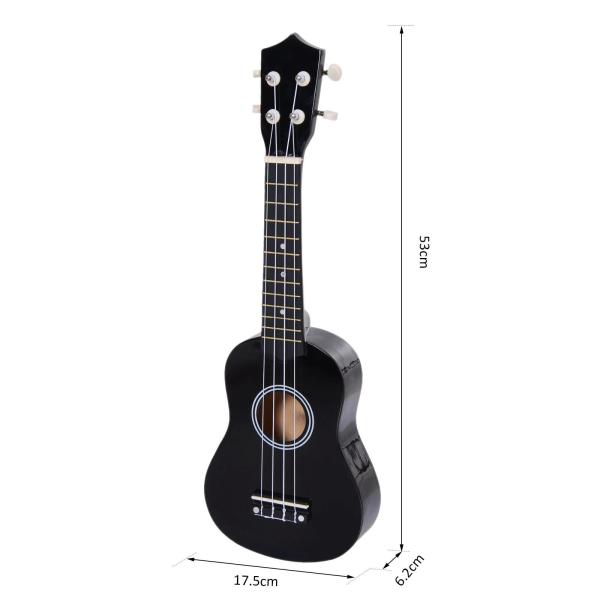 Ukelele de 21 Polegada para Iniciantes com Cordas de Nylon 53X17,5X6,2 cm Preto