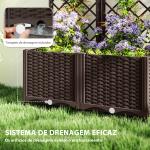 Floreira com Treliça de PP com Drenagem e Amplo Espaço para Plantas Trepadoras Vaso com Suporte para Jardim 80x40x135 cm Marrom