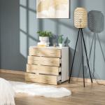 Cómoda com 4 Gavetas Cómoda Auxiliar de Armazenamento Moderna para Dormitório Corredor Sala de Estar 76x35x72cm Carvalho e Branco