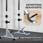Suporte para Barras de Pesos Ajustável 2 Peças de Aço Treinamento em Casa Peso 200 kg 58,5x75,5x136 - 176 cm Prata e Preto