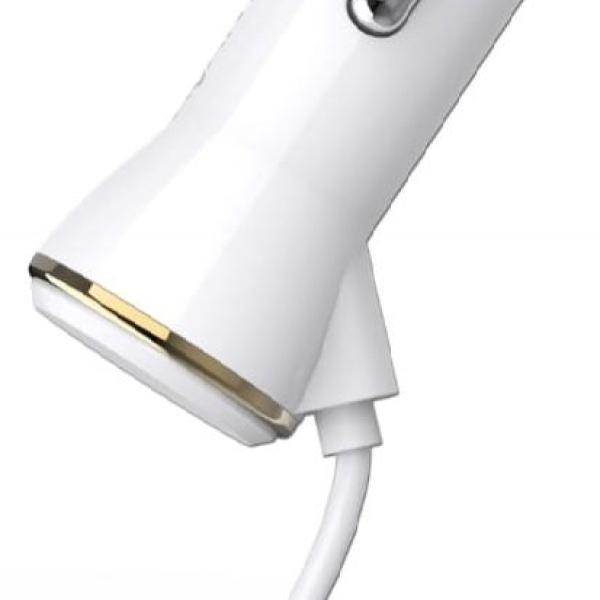 Carregador Isqueiro AV1083 c/ Cabo micro USB (Branco) - AVANTCONNECT