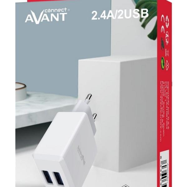 Carregador AV1156 USB 2 Portas + Cabo Micro USB (Branco) - AVANTCONNECT