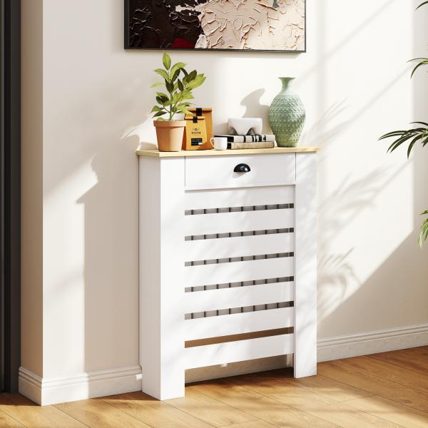 Cobertura para Radiador com Gaveta Cobertura para Radiador de MDF para Sala de Estar Dormitório Corredor 78x19x95,5 cm Branco
