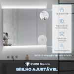 Armário Casa de Banho com Espelho e Luzes LED Armário com Espelho Casa de Banho com Prateleiras Ajustáveis e USB 90x15x75 cm Branco
