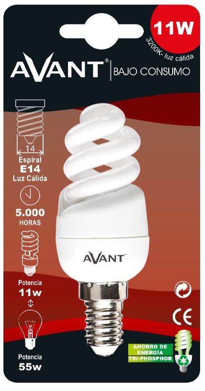 Lâmpada Espiral 11W E14 3200K - AVANTCONNECT