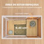 Coelheira de Madeira Gaiola de para Pequenos Animais Portátil com Teto Abatível Rampa Bandeja Amovível 90x53x59cm Madeira