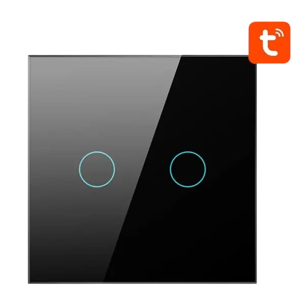 Interruptor Inteligente LZTS02 - EU - B2 2 Canais s/ Neutro ZigBee Tuya (Preto) - AVATTO