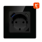 Tomada de Parede Inteligente WiFi N - WOT10 - USB - B Tuya c/ 1x USB + 1x USB - C (Preto) - AVATTO
