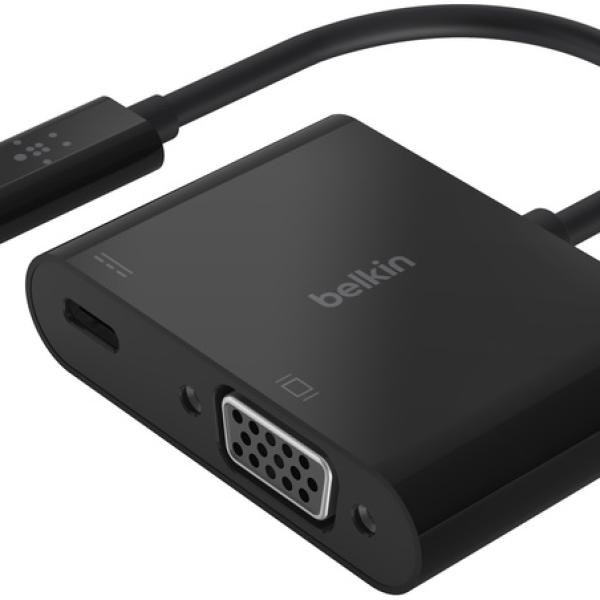 Conversor USB - C Macho - VGA Fêmea + Adaptador de Carga (Preto) - BELKIN