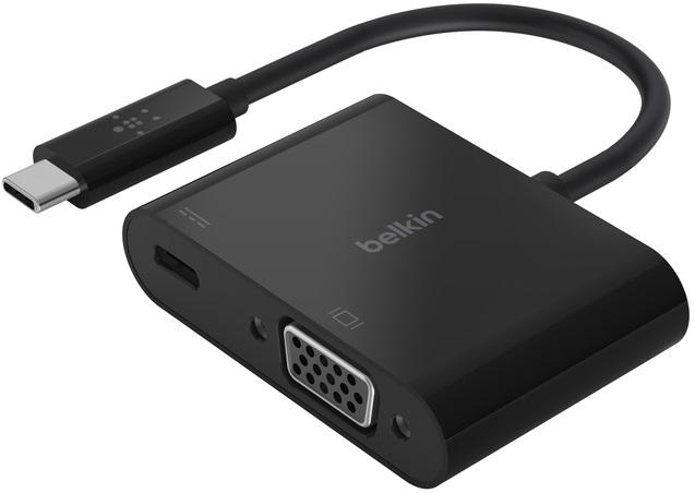 Conversor USB - C Macho - VGA Fêmea + Adaptador de Carga (Preto) - BELKIN