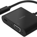 Conversor USB - C Macho - VGA Fêmea + Adaptador de Carga (Preto) - BELKIN